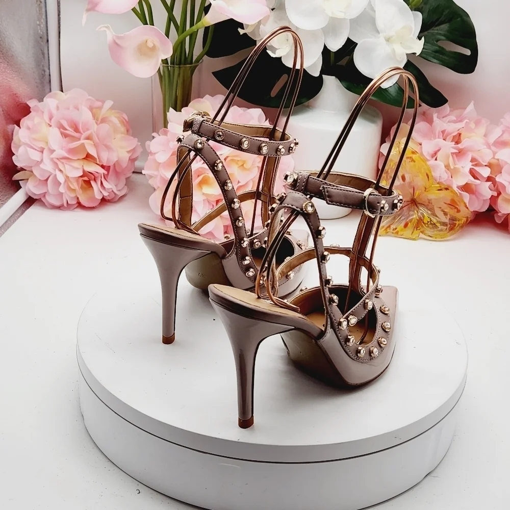 Camssoo Rhinestone Ankle Strap Heel Blush Pink Size 37 - Picture 7 of 16